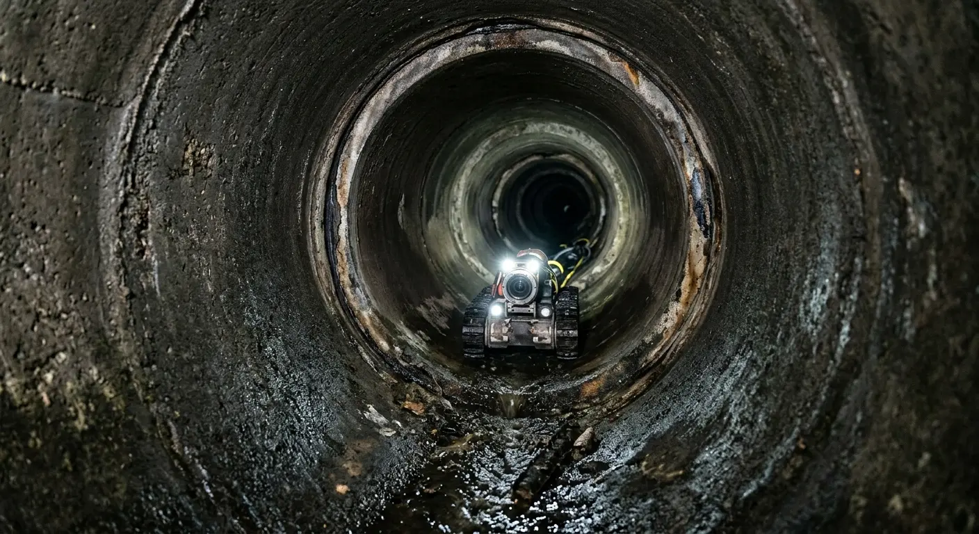 Robotic sewer camera inspecting pipe interior for Drain Snake Service in Monticello